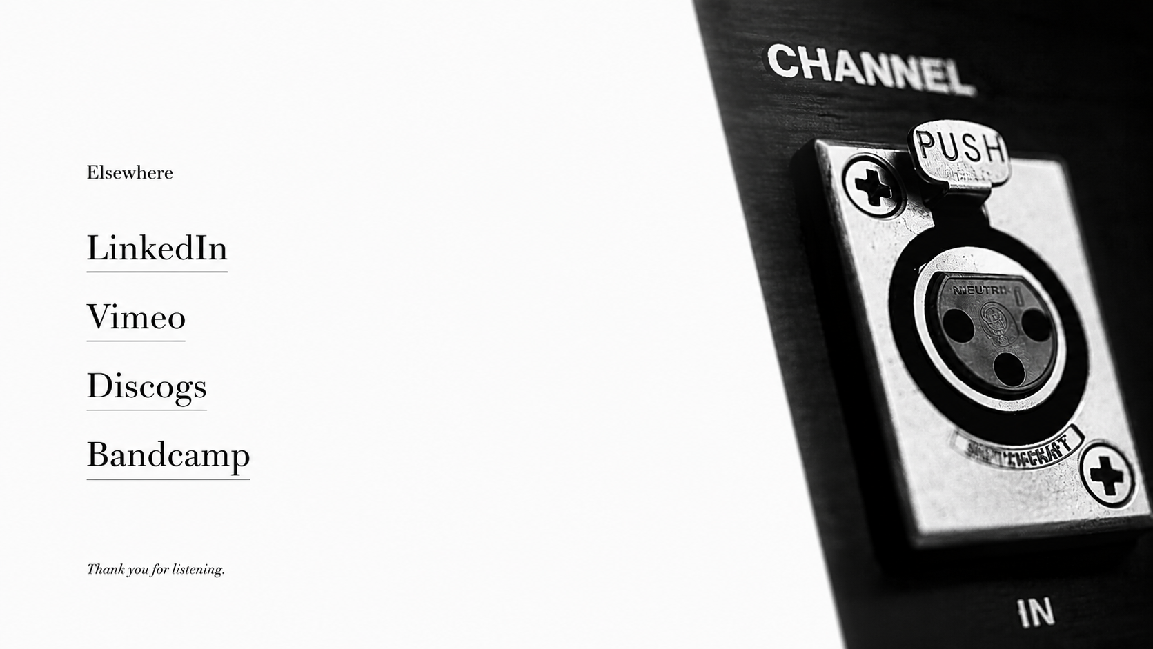 Close-up of a vintage audio channel connector.